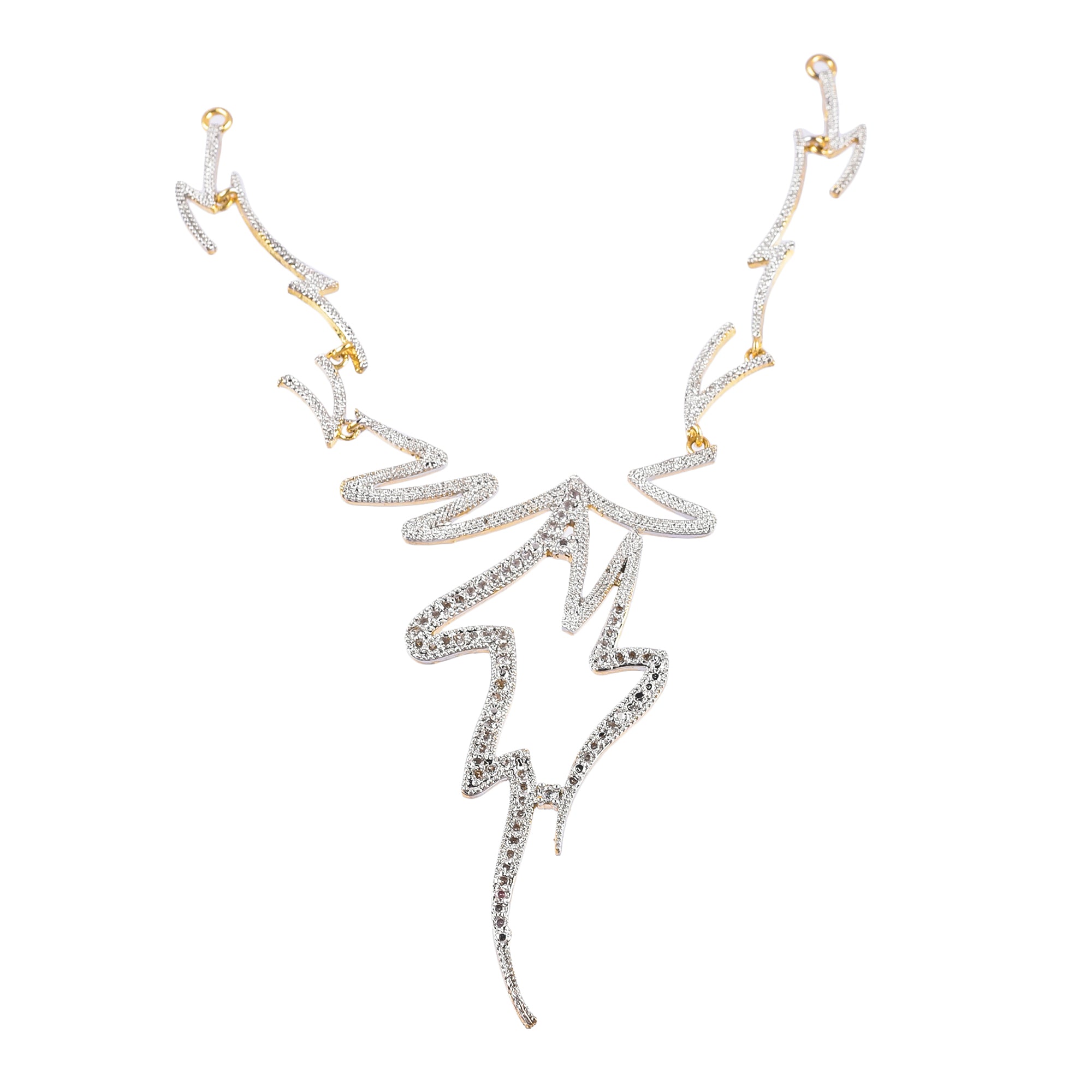 Rhodium-Plated Alloy Assymetric Designer Ad Necklace Set - The Pari - Distacart