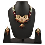 Thumbnail for Gold-Plated Alloy Jadau Worktraditional Ethnic Beaded Necklace Set - The Pari - Distacart