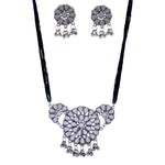 Thumbnail for Silver-Plated Alloy Glass Studded Tribal Oxidised Choker Necklace - The Pari - Distacart