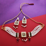 Thumbnail for Gold-Plated Alloy Pearl And Glass Bread Choker Necklace - The Pari - Distacart