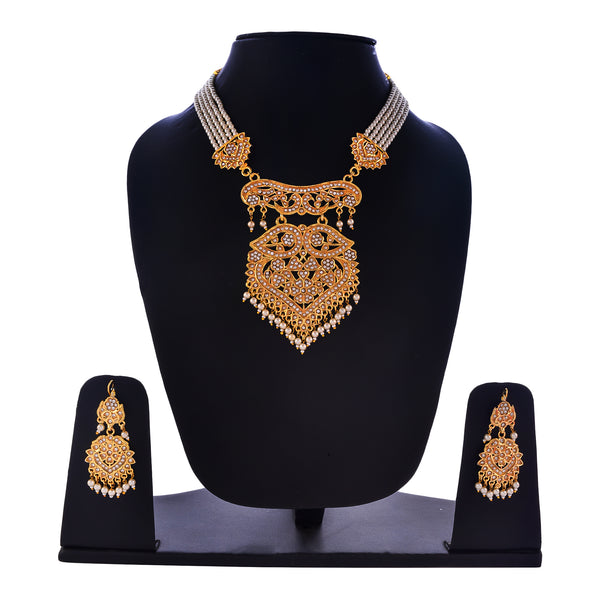 Gold-Plated Alloy Polki Work Long Pearl Rani Haar Necklace - The Pari - Distacart
