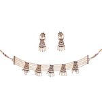 Thumbnail for Gold-Plated Alloy Five Motif Pearl Choker Necklace - The Pari - Distacart