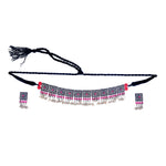 Thumbnail for Rhodium-Plated Alloy Classy Ruby Stone Oxidised Choker Necklace - The Pari - Distacart