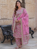 Thumbnail for Kalini Floral Printed Regular Pure Cotton Kurta With Trousers & Dupatta - Distacart