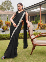Thumbnail for Tikhi Imli Black Beads and Stones Saree - Distacart