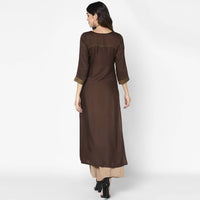 Thumbnail for Cheera Hand Block Print Brown & Skin Color Straight Kurta With Palazzo (MAAI-081K)