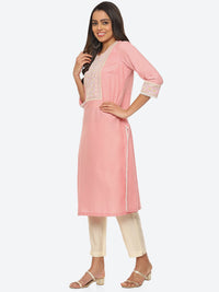 Thumbnail for Biba Floral Embroidered Cotton Kurta - Distacart