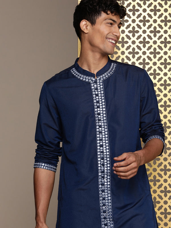 House of Pataudi Men Jashn Embroidered Mirror Work Kurta - Distacart