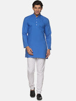 Thumbnail for Sethukrishna Men Blue Pure Cotton Kurta with Pyjamas - Distacart