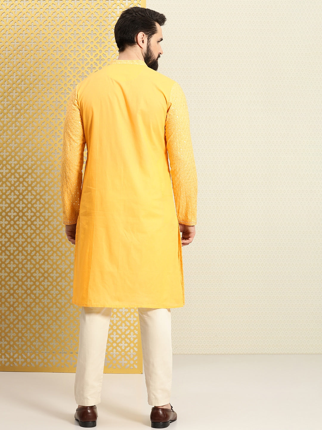 House of Pataudi Jashn Sequinned Embroidered Straight Kurta - Distacart