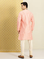 Thumbnail for House of Pataudi Men Peach-Coloured Ethnic Motifs Printed Kurta - Distacart