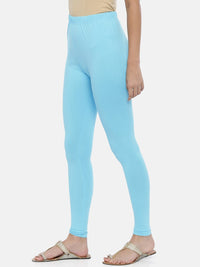 Thumbnail for Souchii Light-Blue Solid Ankle-Length Leggings - Distacart