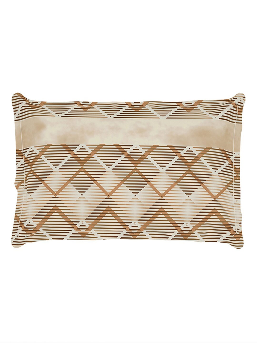 Story@home Brown & White Striped Microfiber 180 TC Bedsheet With Pillow Cover - Distacart