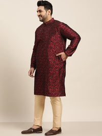 Thumbnail for Sojanya Plus Men Plus Size Red & Black Woven Design Straight Kurta - Distacart