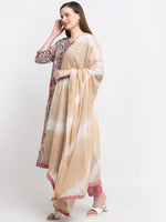 Thumbnail for Kalini Women Floral Printed Thread Work Pure Cotton Kurta with Trousers & With Dupatta - Distacart