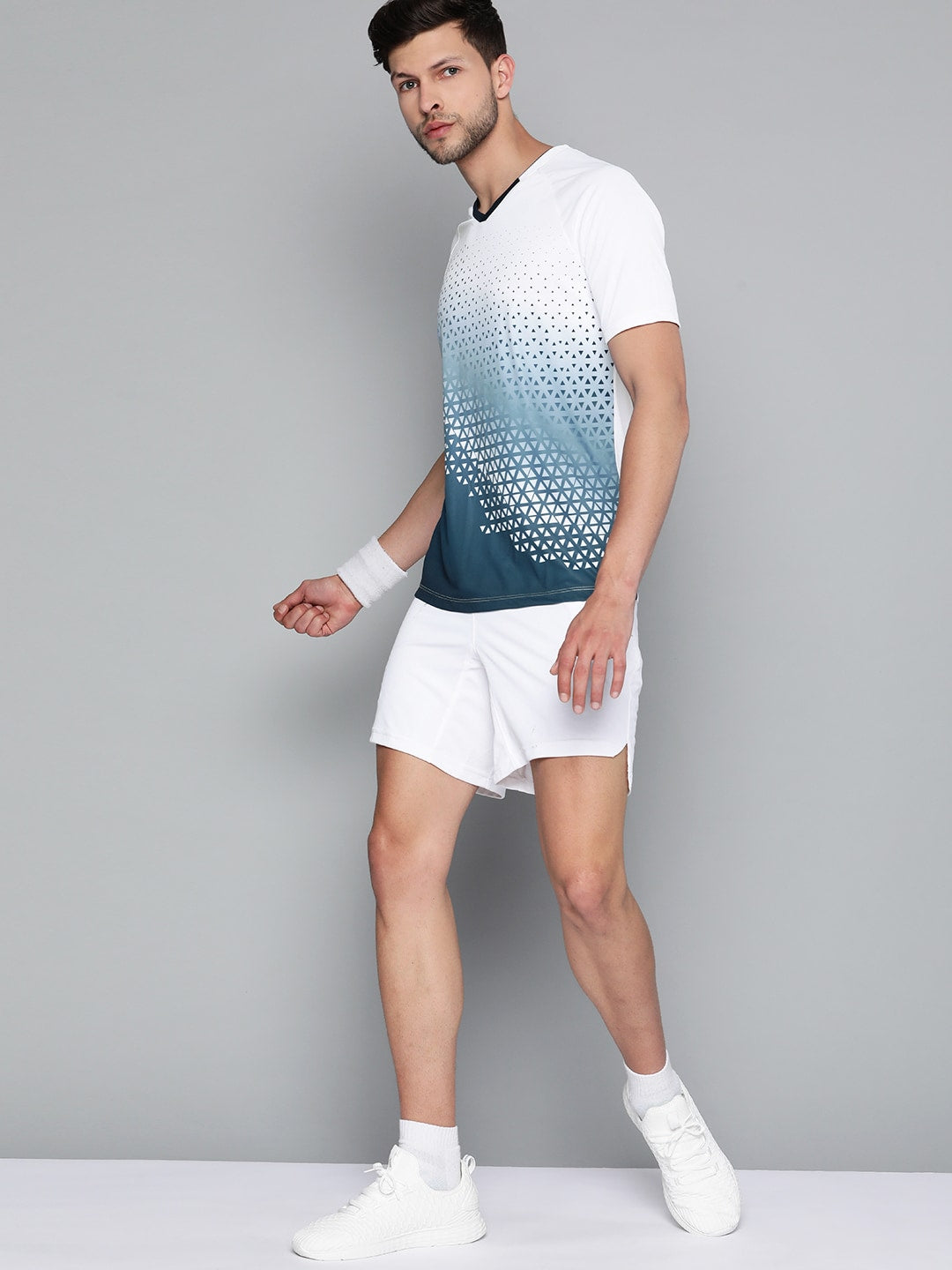 HRX By Hrithik Roshan Racketsport Men Optic White Rapid-Dry Abstract Tshirts - Distacart