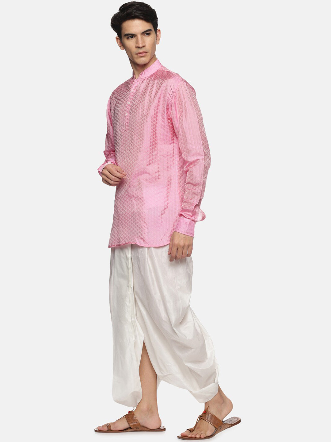Sethukrishna Mens Pink Kurta with Dhoti Pants - Distacart
