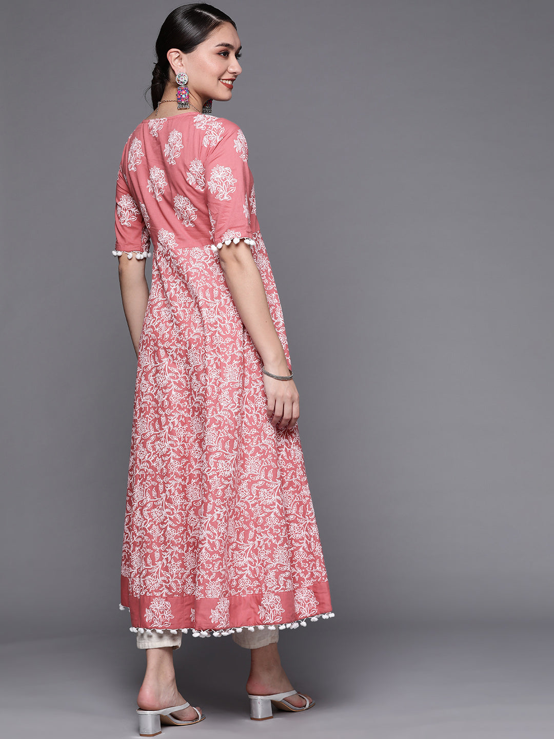 Biba Women Assorted Pure Cotton Ethnic Motifs Printed Anarkali Kurta - Distacart