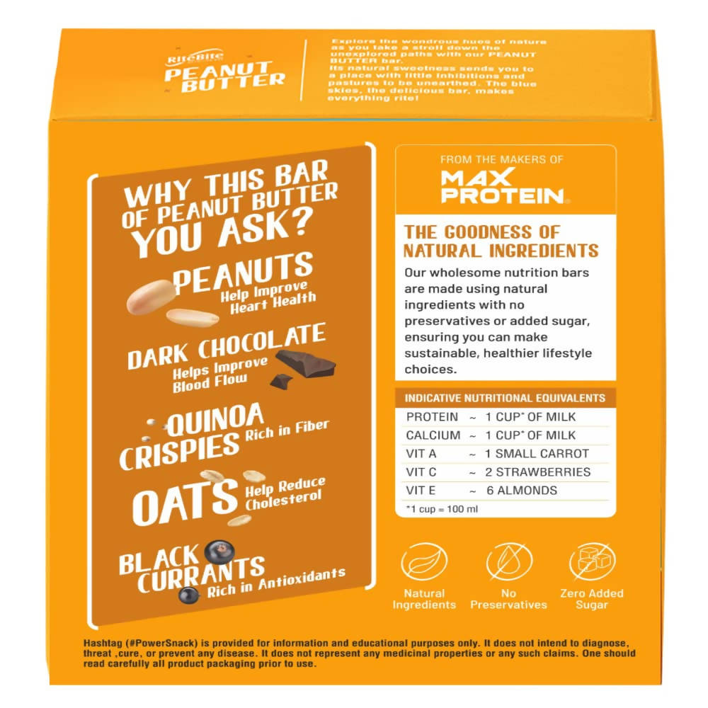 RiteBite Max Protein Peanut Butter Nutrition Bar - Distacart