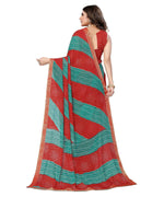 Thumbnail for Vamika Red Georgette Printed With Lace Saree (MANYA RED RAMA) - Distacart