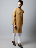 Thumbnail for Even Apparels Brown Color Pure Cotton Men's Kurta With Band Collar (SLD1177) - Distacart