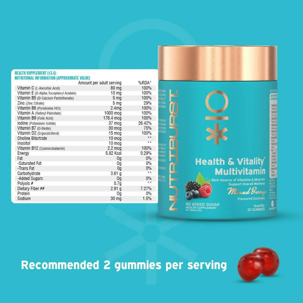 Nutriburst Health & Vitality Gummies With Multi-Vitamins - Distacart