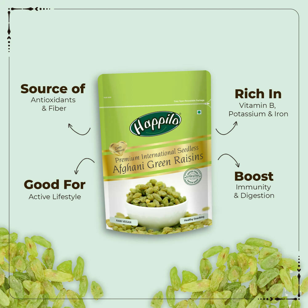 Happilo Premium seedless Afghani Green Raisins - Distacart
