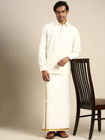 Thumbnail for Ramraj Cotton Mens Cotton Cream Colour Full Sleeve Shirt - Distacart