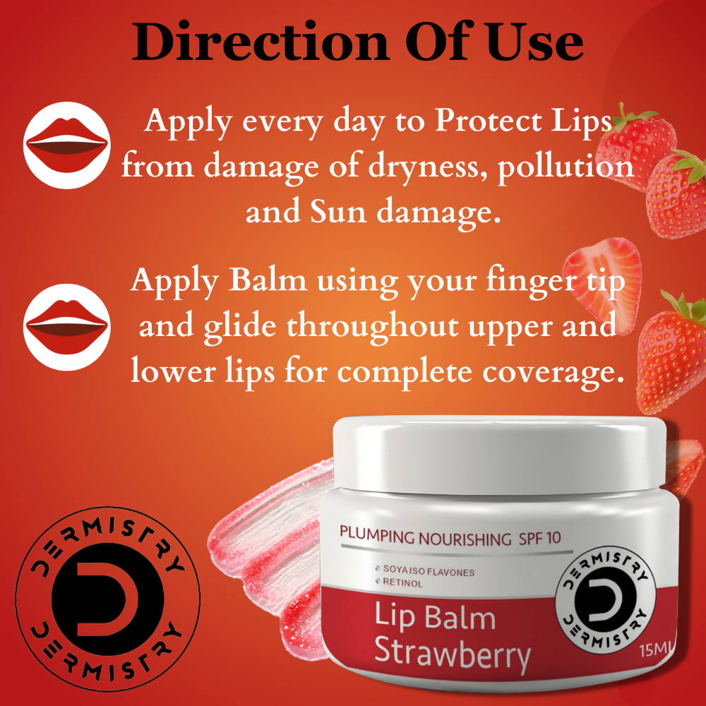 Dermistry Strawberry Lip Care Tint Balm Plumping Nourishing Retinol SPF 10 for Glossy Lips - Distacart