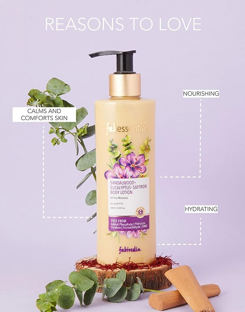 Fabessentials Sandalwood Eucalyptus Saffron Body Lotion - Distacart
