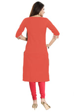 Thumbnail for Snehal Creations Flamboyant Tomato And Beige Cotton Printed Tunic - Distacart