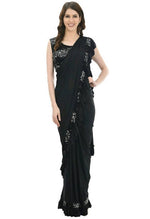 Thumbnail for Mominos Fashion All Season Wear Black Ruffled Ready To Wear Saree - Distacart