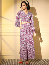 Thumbnail for Pink Crepe Digital Printed Top With Matching Trouser - Shivani - Distacart