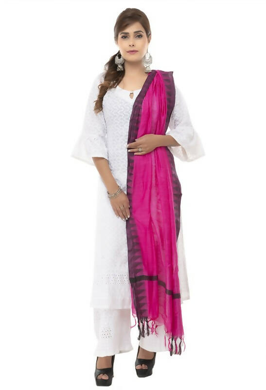 Mominos Fashion Moeza Cotton Black Temple Border Pink Dupatta - Distacart