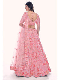 Thumbnail for Myra Pink Soft Net Embroidered Designer Lehenga Choli - Distacart