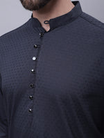 Thumbnail for Even Apparels Black Pure Cotton Kurta With Band Collar - Distacart