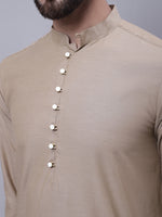 Thumbnail for Even Apparels Beige Pure Cotton Kurta With Band Collar - Distacart