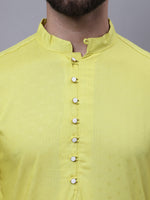 Thumbnail for Even Apparels Yellow Pure Cotton Short Sleeves Kurta With Band Collar - Distacart