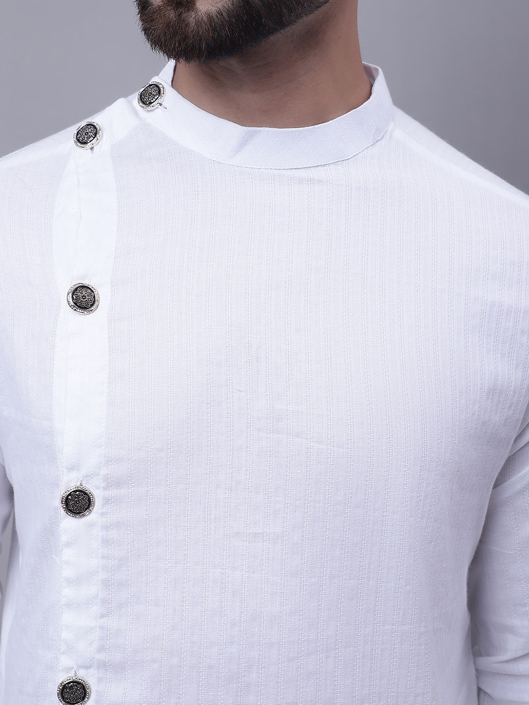 Even Apparels White Sherwani Kurta With Asymetrical Cut - Distacart