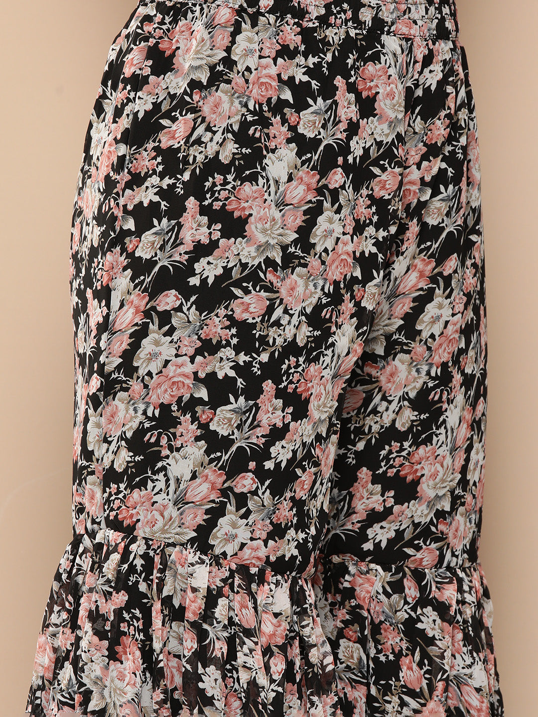KSUT (House of Varanga) Black Printed Anarkali Kurta Paired With Sharara And Plain Tonal Dupatta - Distacart