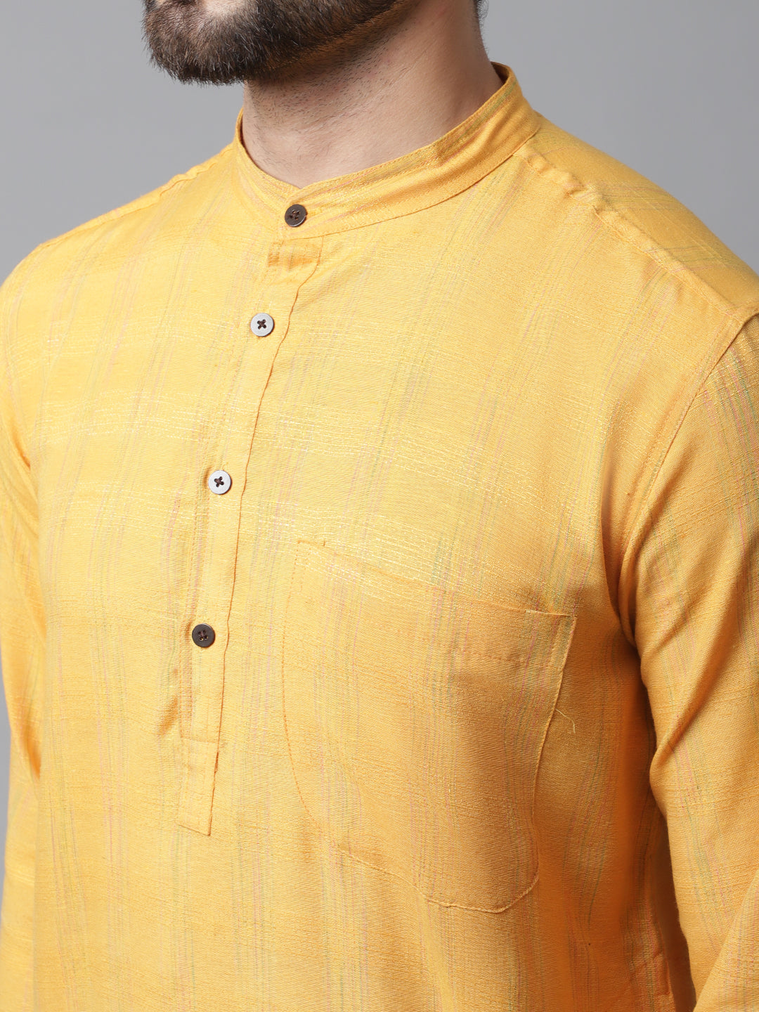 Even Apparels Yellow Kurta With Band Collar - Distacart