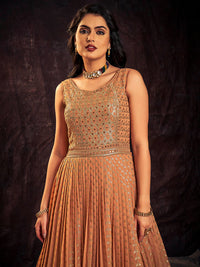 Thumbnail for Myra Apricoat Real Georgette Designer Gown Style Suit - Distacart