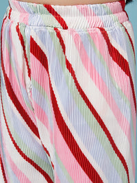 Thumbnail for Girls Square Neck Top With Striped Palazzos - Mini Marvels - Distacart