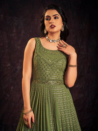 Thumbnail for Myra Green Real Georgette Designer Gown Style Suit - Distacart