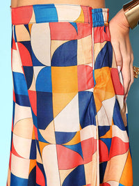 Thumbnail for InWeave Women's Multi Geometric Print One Shoulder Top With Palazzo Set - Distacart