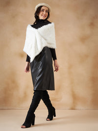 Thumbnail for InWeave Women's Pure White Faux Fur Cape - Distacart