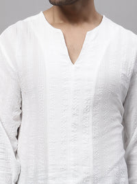 Thumbnail for Even Apparels White Pure Cotton Open Neck Kurta - Distacart