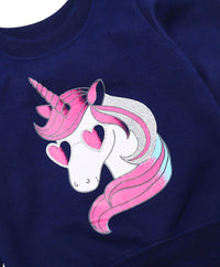Thumbnail for Girls Navy Blue Pink Printed T-Shirt With Pyjamas - Mini Marvels - Distacart