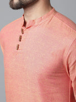 Thumbnail for Even Apparels Orange Pure Cotton Kurta With Band Collar - Distacart