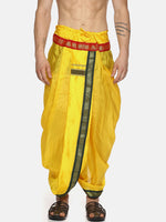 Thumbnail for Sethukrishna Men Yellow Solid Readymade Dhoti Pants - Distacart